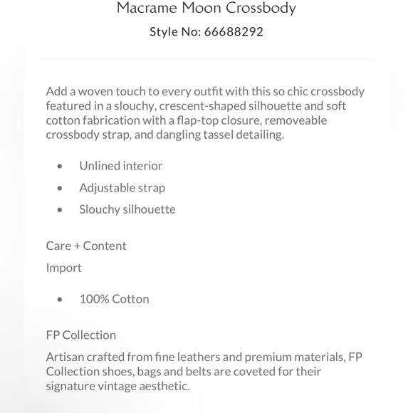 Free People Macrame Moon Crossbody Bag NEW - Picture 5 of 9